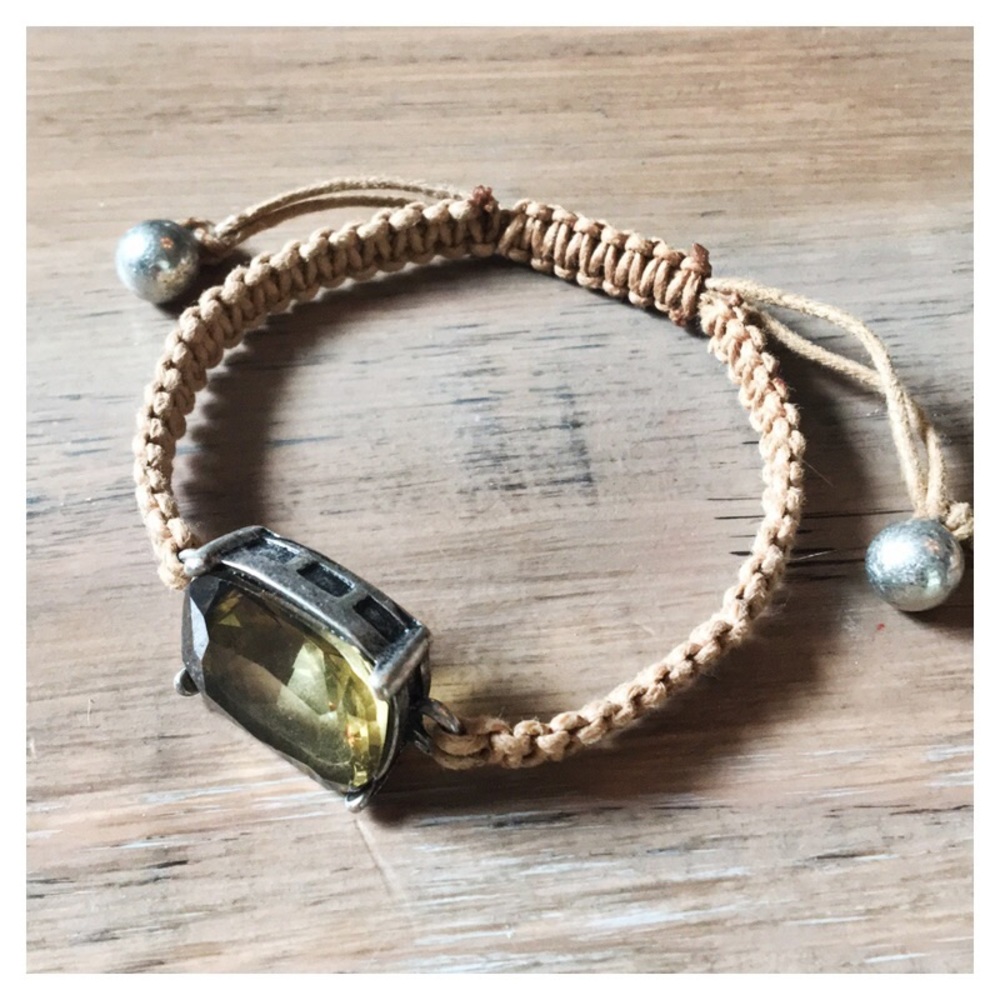 Green Crystal Rope Bracelet with Silver Beads